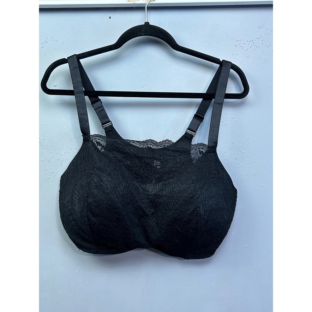 Honey B Bra‎ Womens 42D Black Lace Overlay Full Coverage Underwire JCF056